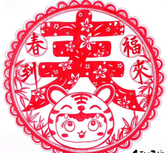 春天的剪纸贴画【春天来了手工剪贴画】