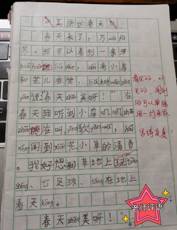 一年级春天写话简单【一年级春天写话本】