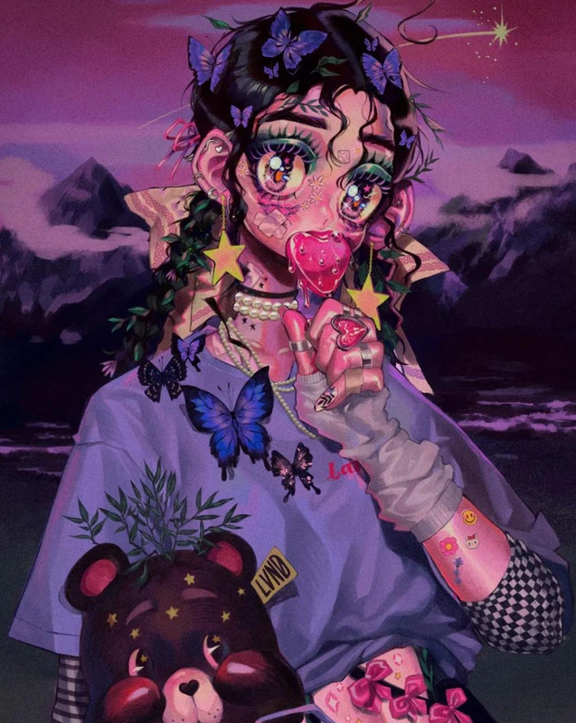 好看头像女生梦幻星空【梦幻星空彩铅画】