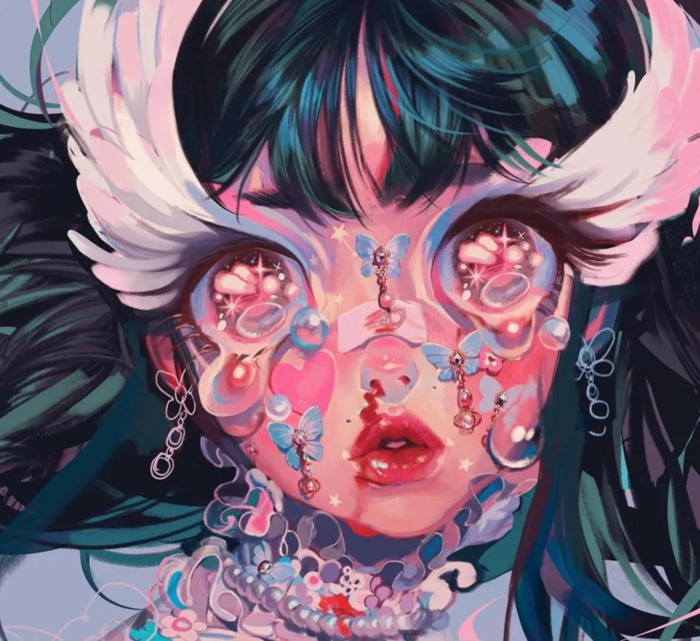 好看头像女生梦幻星空梦幻星空彩铅画