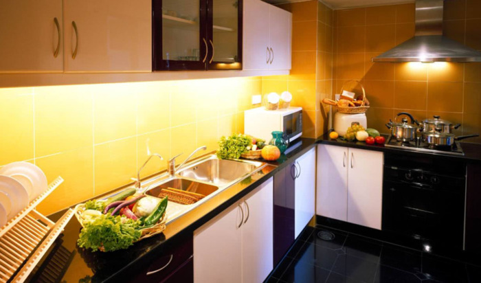 厨柜装饰设计图集L型简笔图【厨柜装饰设计图集前置过滤器上面安装洗菜盆咋安】