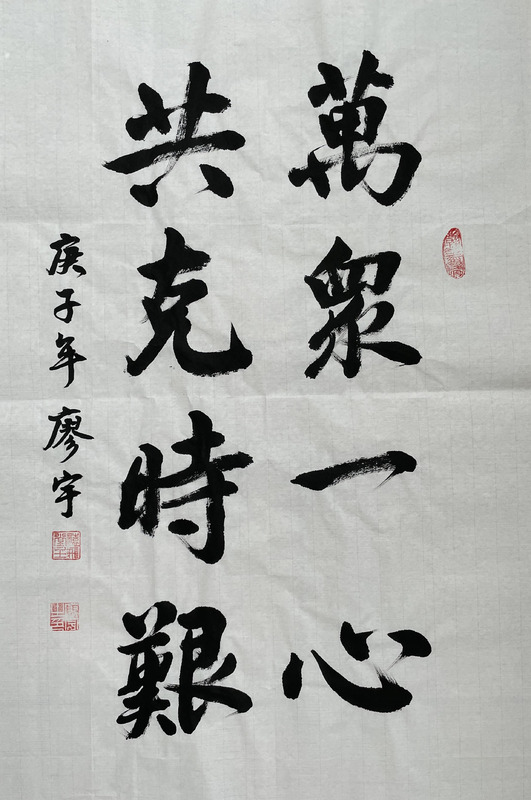 抗疫书法作品毛笔隶书【抗疫书法作品毛笔字28字】