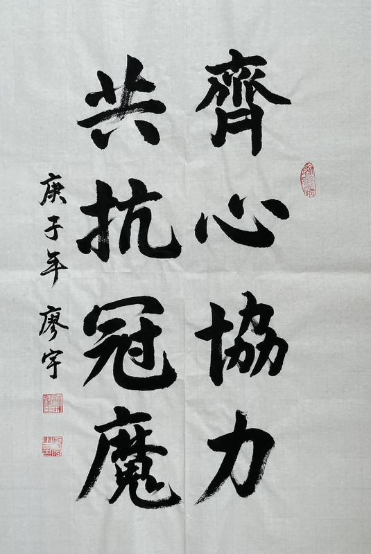 抗疫书法作品毛笔隶书【抗疫书法作品毛笔字28字】