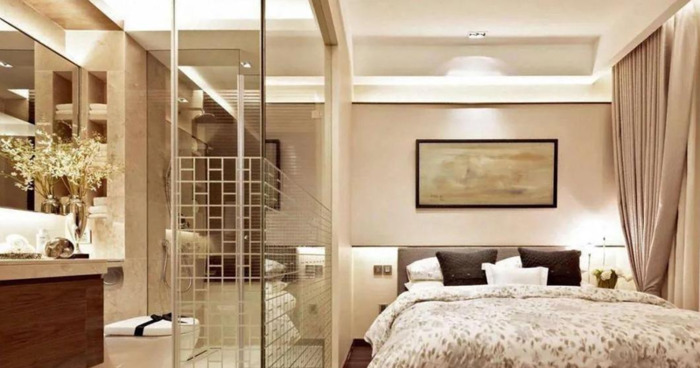 卧室连衣帽间连卫生间效果图【衣帽间卫生间装修效果图大全】