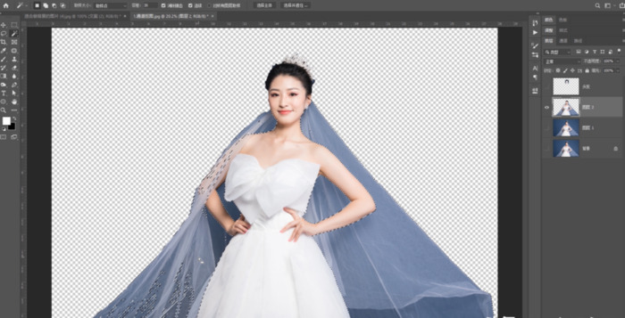 ps透明婚纱抠图步骤【ps怎么用通道抠图婚纱】