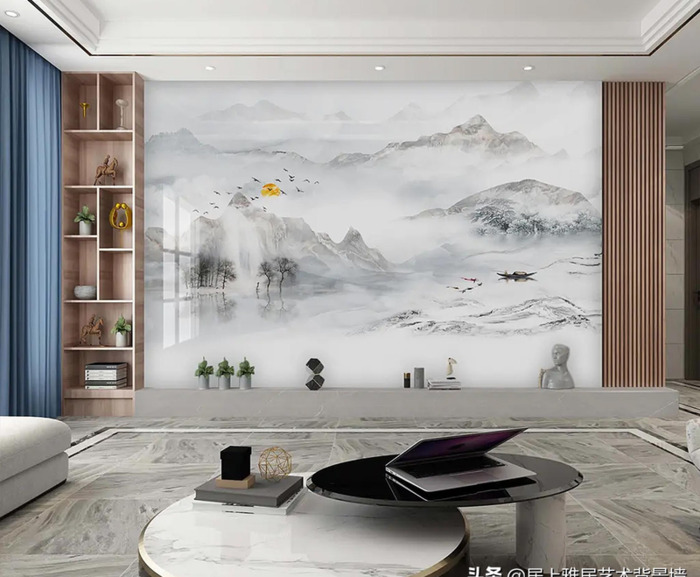 电视墙岩板背景墙大全图片【2022年岩板电视背景墙效果图】