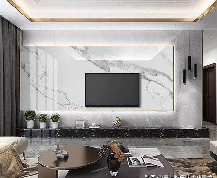 电视墙岩板背景墙大全图片【2022年岩板电视背景墙效果图】