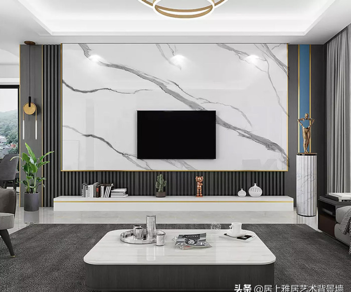 电视墙岩板背景墙大全图片【2022年岩板电视背景墙效果图】