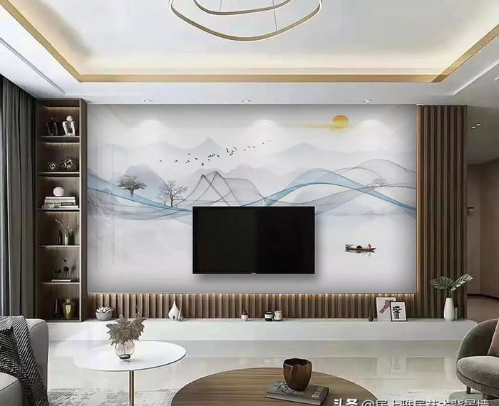 电视墙岩板背景墙大全图片【2022年岩板电视背景墙效果图】