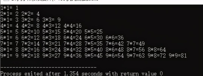 c语言输出九九乘法表【使用C语言输出九九乘法表】