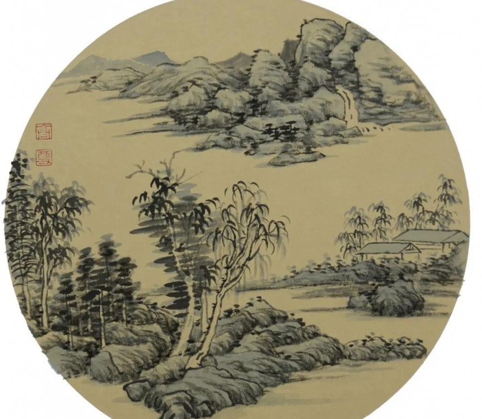 国画小品山水【国画小品山水画圆形】