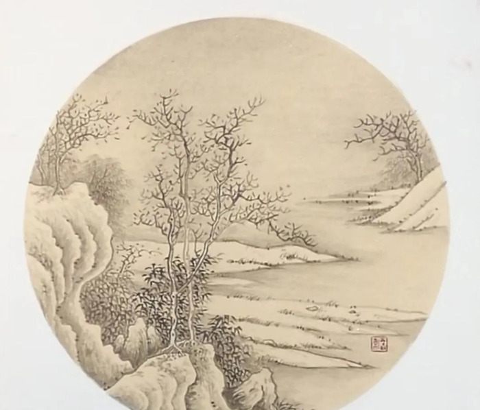 国画小品山水【国画小品山水画圆形】