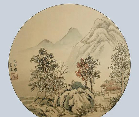 国画小品山水【国画小品山水画圆形】