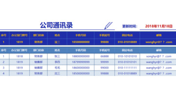 通讯录模板excel格式【通讯录表格模板】