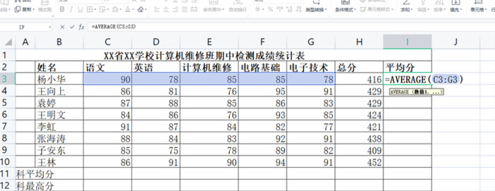 期中考试成绩分析表格模板【期中考试成绩分析表格制作】