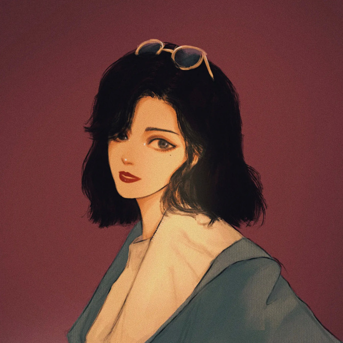 港风成熟风格女生插画头像【港风插画头像女】