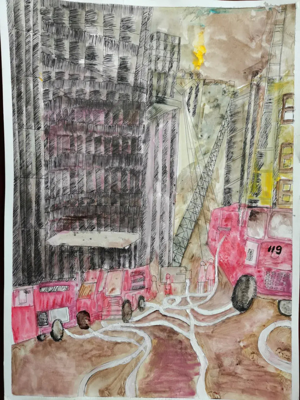 小学消防画获奖作品【小学消防画一等奖 高难度】