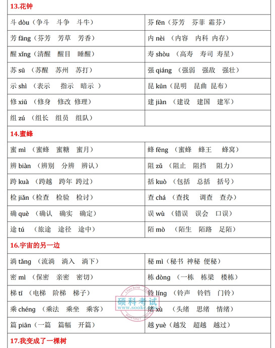 三年级下册生字组词【三年级生字组词】