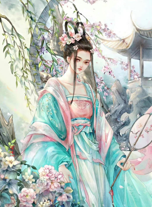 唯美古风美女人物插画作品【古风美女乐器合章插画作品】