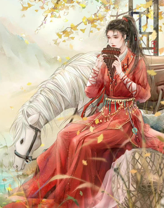 唯美古风美女人物插画作品【古风美女乐器合章插画作品】