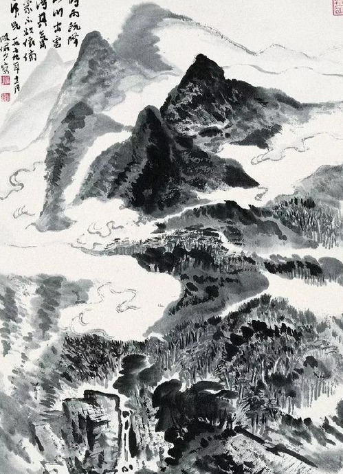 陆俨少绘画技巧【风，雪，雨，雾丝的画法】