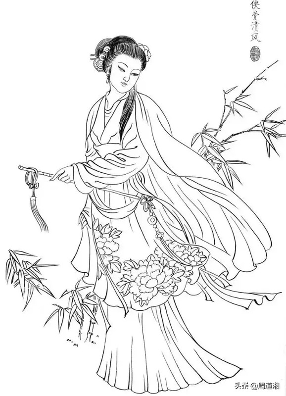 古风美人白描线稿素材【古风人物五官画法】