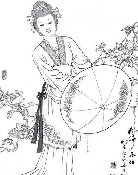 古风美人白描线稿素材【古风人物五官画法】