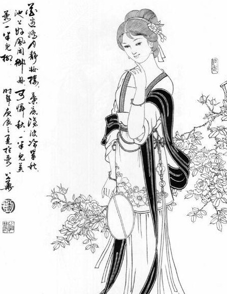 古风美人白描线稿素材【古风人物五官画法】