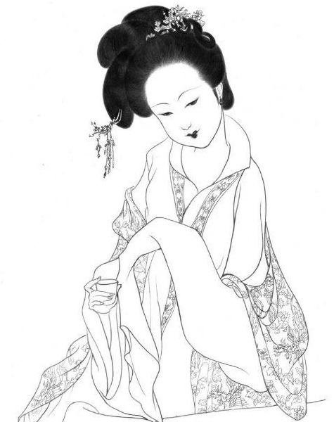 古风美人白描线稿素材 古风人物五官画法