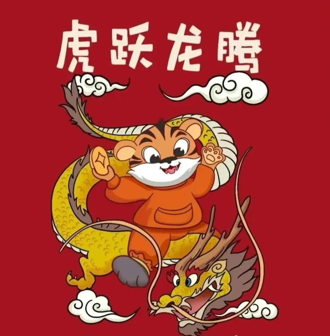 2022可爱超萌老虎图片【新年红色吉祥好运头像背景图】