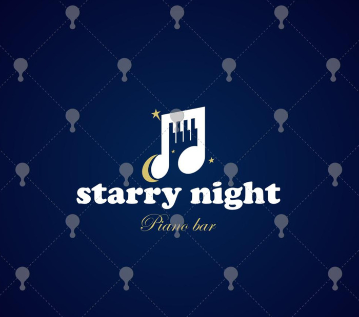 Starry night—钢琴音乐主题餐吧LOGO设计【音乐主题logo设计】