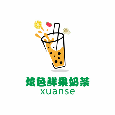 炫色鲜果奶茶logo设计