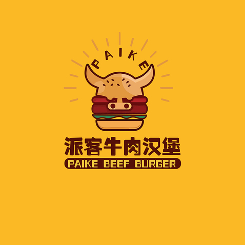 派克牛肉汉堡logo设计