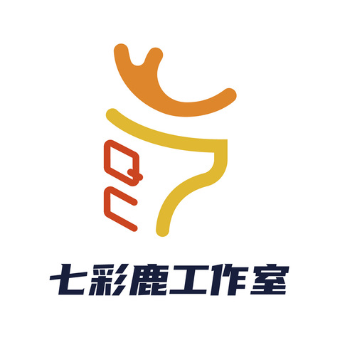 七彩鹿工作室logo设计