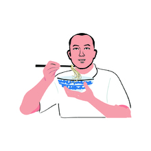 卡通吃饭的人物